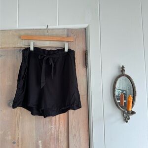 H&M Black High-Waist Tie Shorts